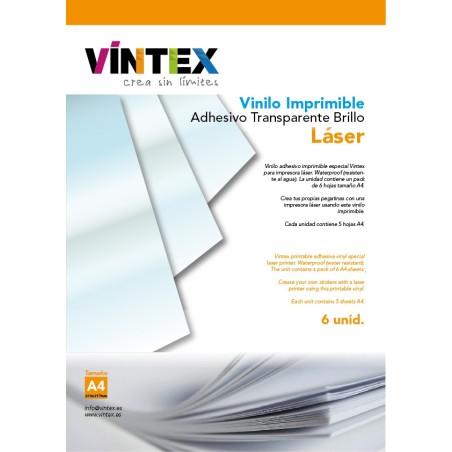 Vinilo Adhesivo Imprimible Transparente Brillo - Impresora Láser