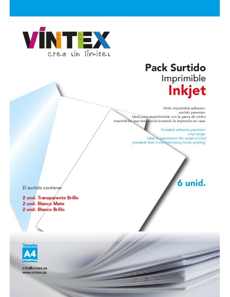 Vinilo Adhesivo Imprimible Surtido - Impresora Tinta (PREMIUM)