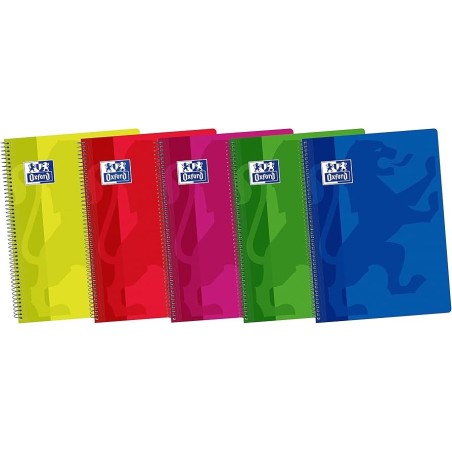 Cuaderno Espiral Tapa de Plástico 1 Línea con margen 80 Hojas COLORES VIVOS OXFORD SCHOOL CLASSIC