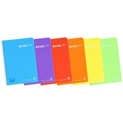 Cuaderno Tapa de Plástico Cuaderno Espiral 4x4 con margen 80 Hojas 90gr  ENRI PLUS