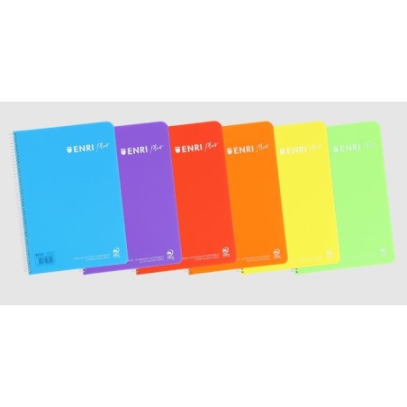 Cuaderno Espiral  Tapa de Plástico  Liso con margen 80 Hojas 90gr ENRI PLUS