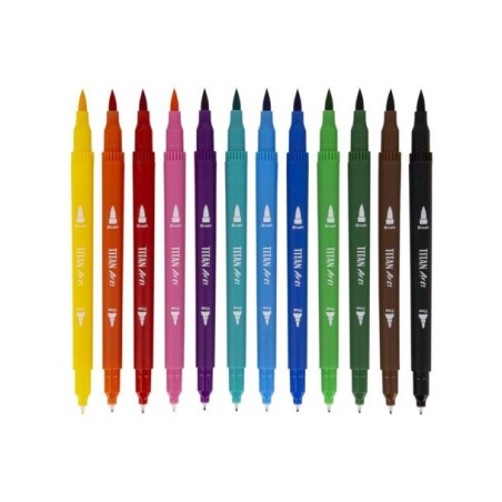 Rotuladores doble punta 12uds Titan Arts