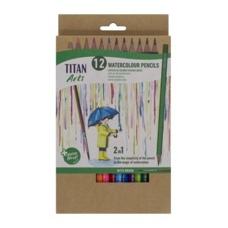 Lápices de colores acuarelables 12uds  Titan Arts