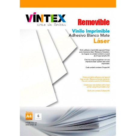 Vinilo Adhesivo Imprimible Blanco Mate - Impresora Láser