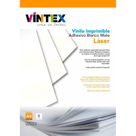 Vinilo Adhesivo Imprimible Blanco Mate - Impresora Láser