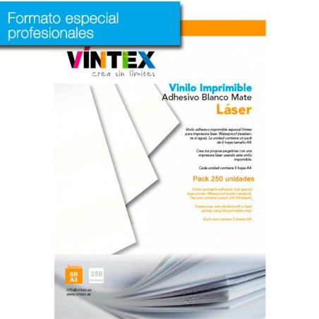 Vinilo Adhesivo Imprimible Blanco Mate láser (formato profesional)