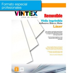 Vinilo Adhesivo Imprimible Blanco Mate removible Láser (formato profesional)
