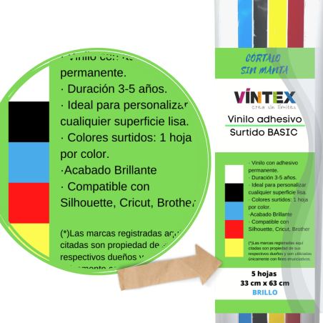Vinilo Adhesivo colores surtidos BASIC. Corte sin manta