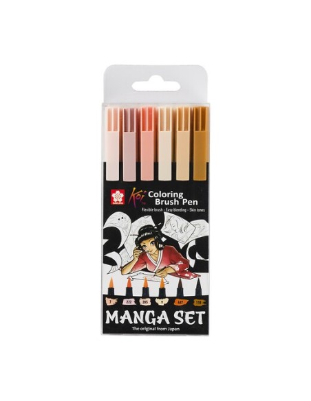 Manga de 6 Koi Colouring Brush Pens Sakura
