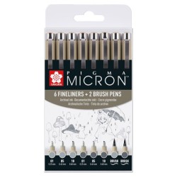 Estuche 8 Pigma Micron Punta Fina Sakura