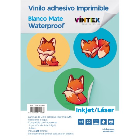 Vinilo adhesivo imprimible blanco mate inkjet láser