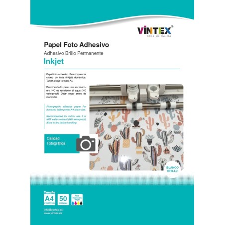 Papel fotográfico adhesivo inkjet 50 hojas VINTEX