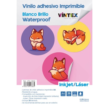 Vinilo adhesivo imprimible blanco brillo inkjet láser