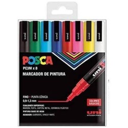Estuche 8 rotuladores Básicos pc-3m 1.3mm Posca