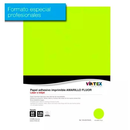 Pack 250 hojas papel imprimible amarillo flúor