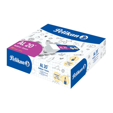 Goma de borrar Al 20. Caja de 20 unidades. Apta para todas las superficies. Blanca, para trazos de lápiz. Forma de bloc. Sin lat