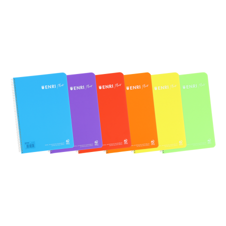 Cuaderno Tapa de Plástico Cuaderno Espiral 4x4 con margen 80 Hojas 90gr 15,5x21,5 ENRI PLUS
