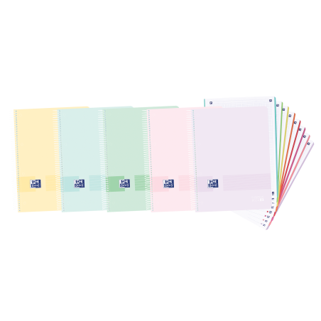 Cuaderno Tapa de Plástico Europeanbook 8 5X5 160 Hojas  A4+ COLORES PASTEL OXFORD LIVE & GO